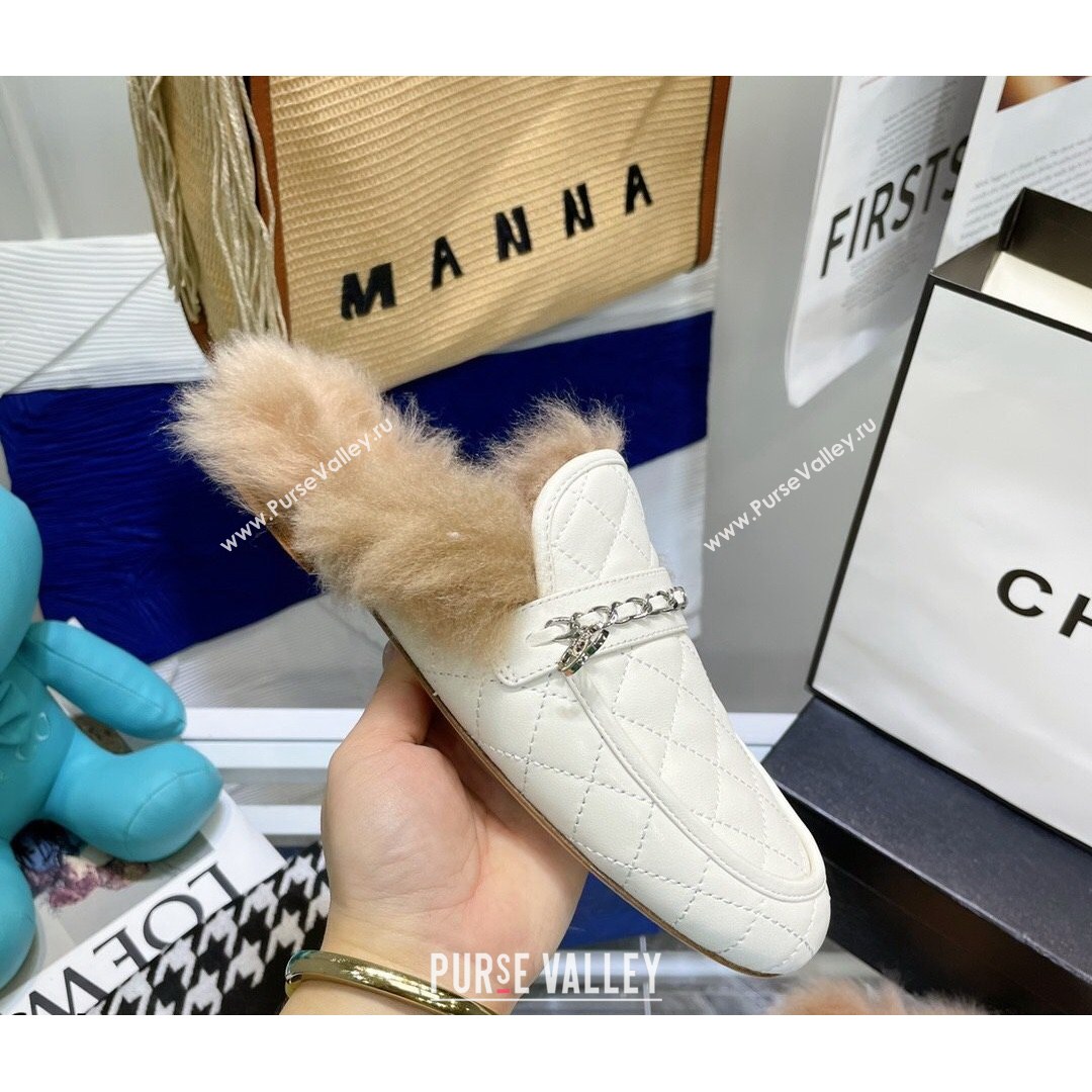 Chanel Lambskin Wool Flat Mules White 2021 (MD-21080909)