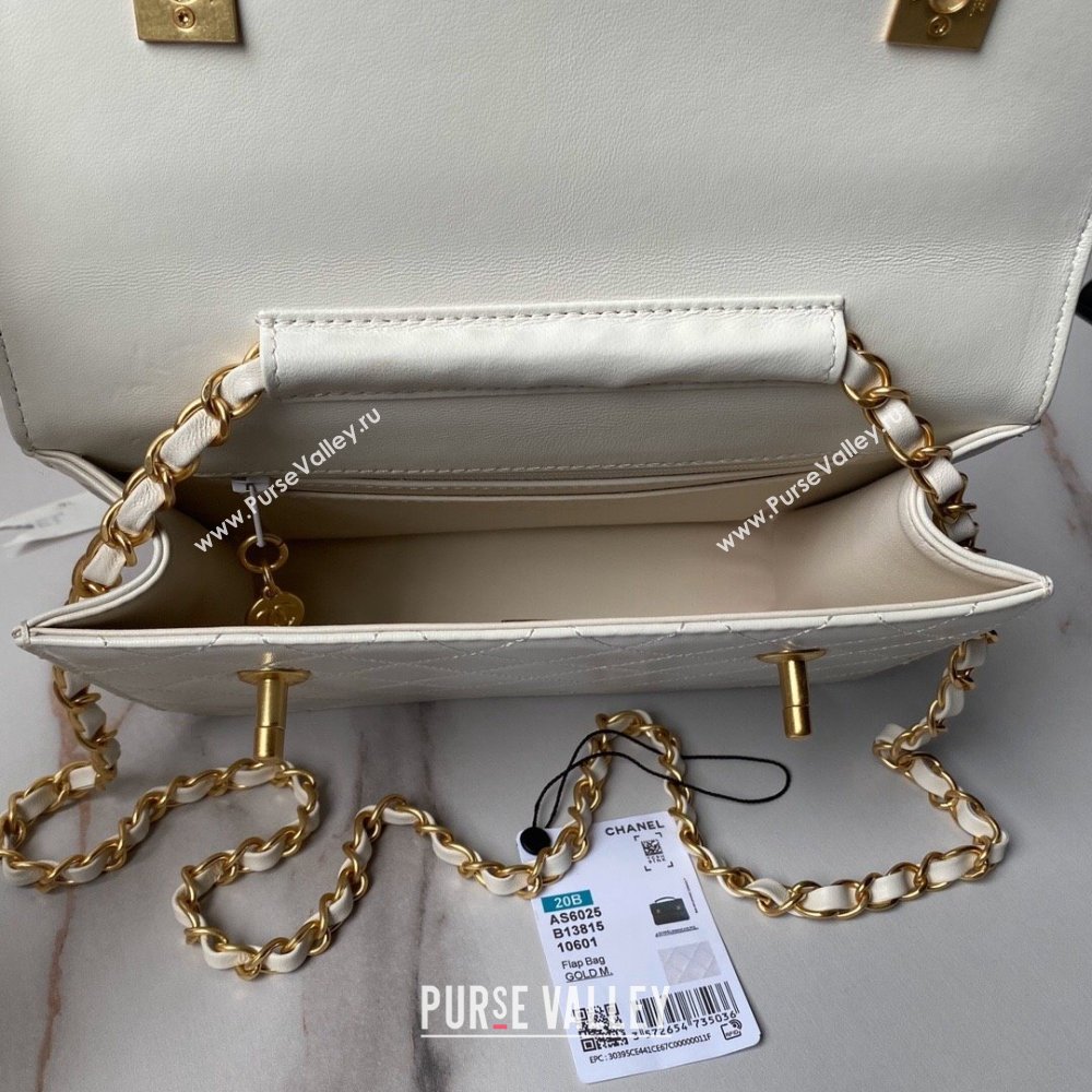 Chanel Leather Flap bag with Top Handle AS6025 White 2024 (YEZI-24052110)