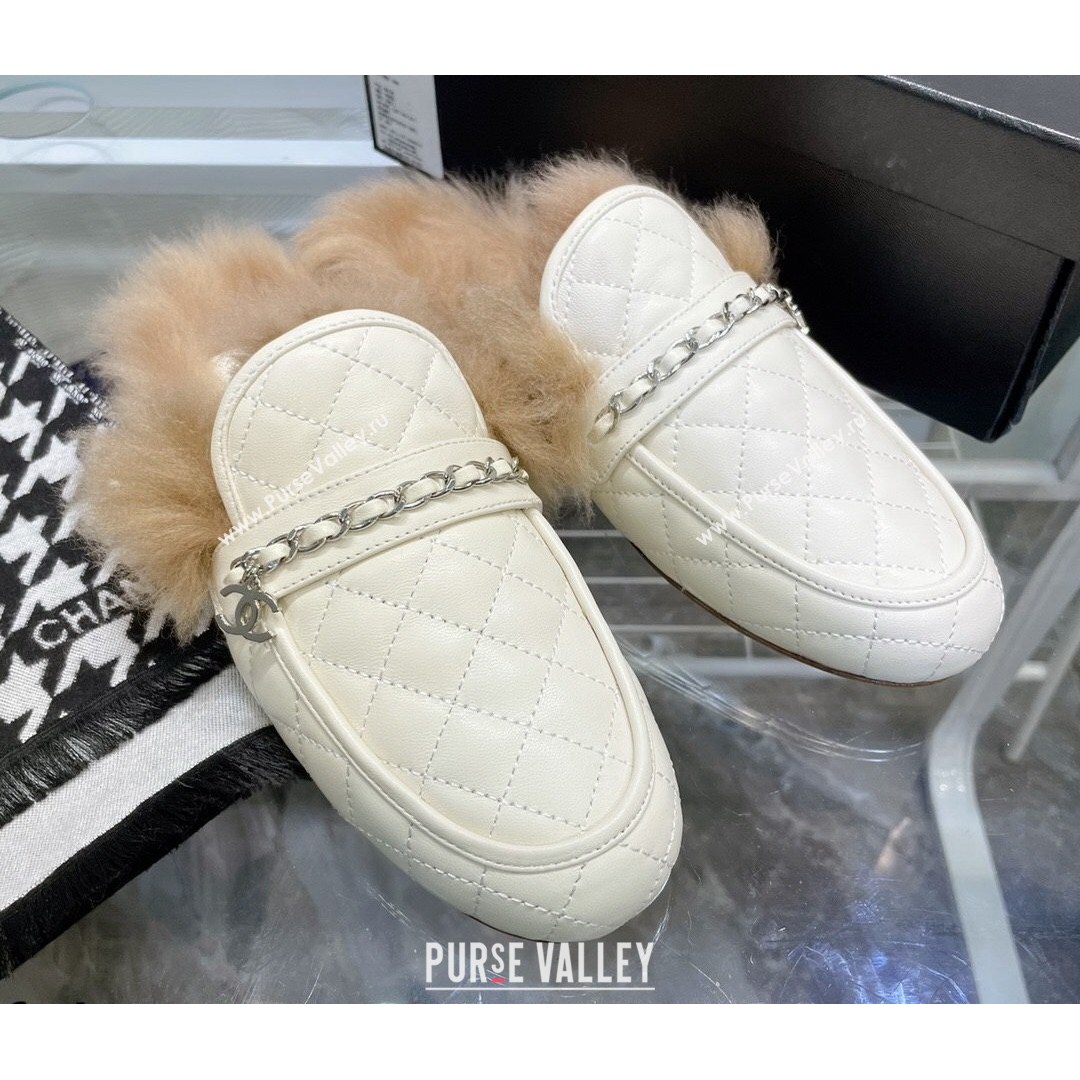 Chanel Lambskin Wool Flat Mules White 2021 (MD-21080909)