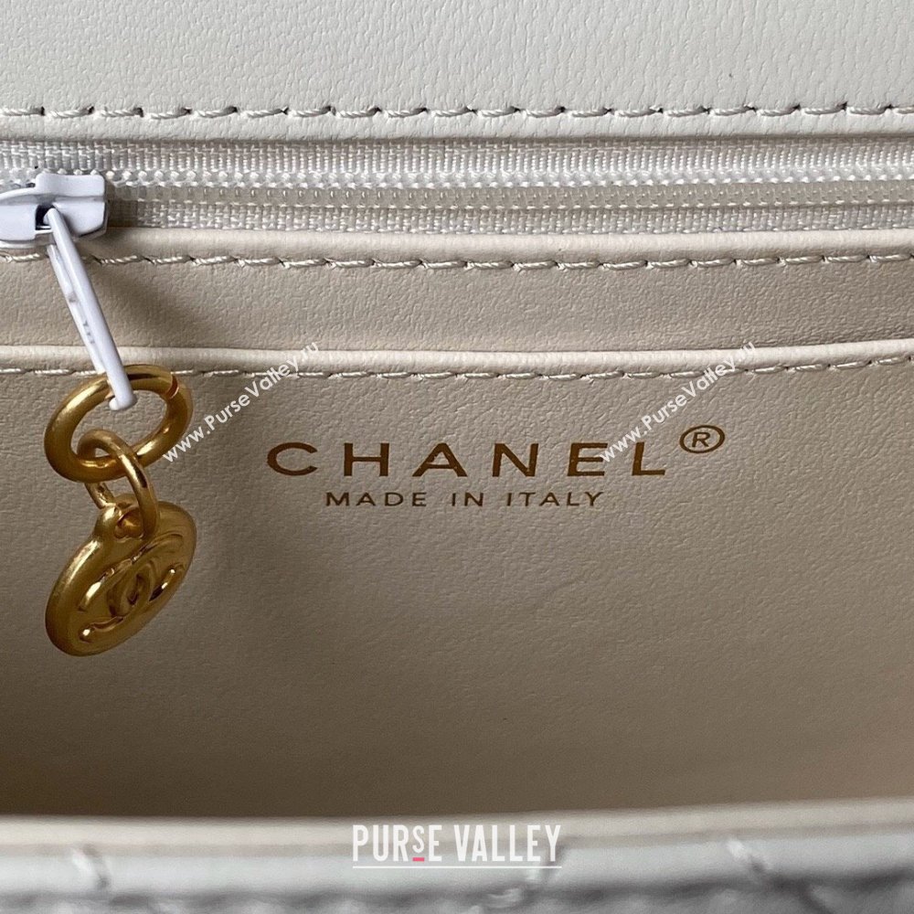 Chanel Leather Flap bag with Top Handle AS6025 White 2024 (YEZI-24052110)
