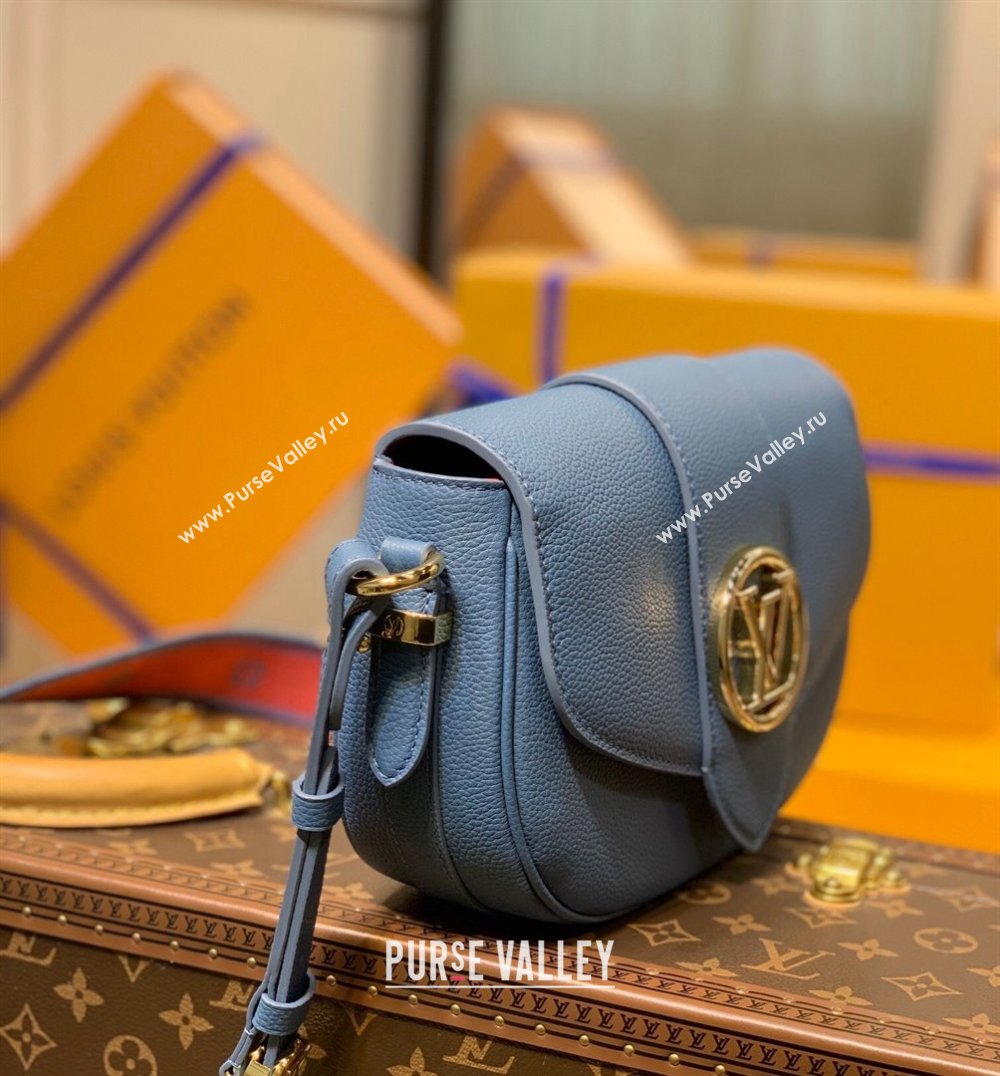 Louis Vuitton LV Pont 9 Soft MM Bag in Grained Calfskin M58967 Blue 2021 (KI-21101413)