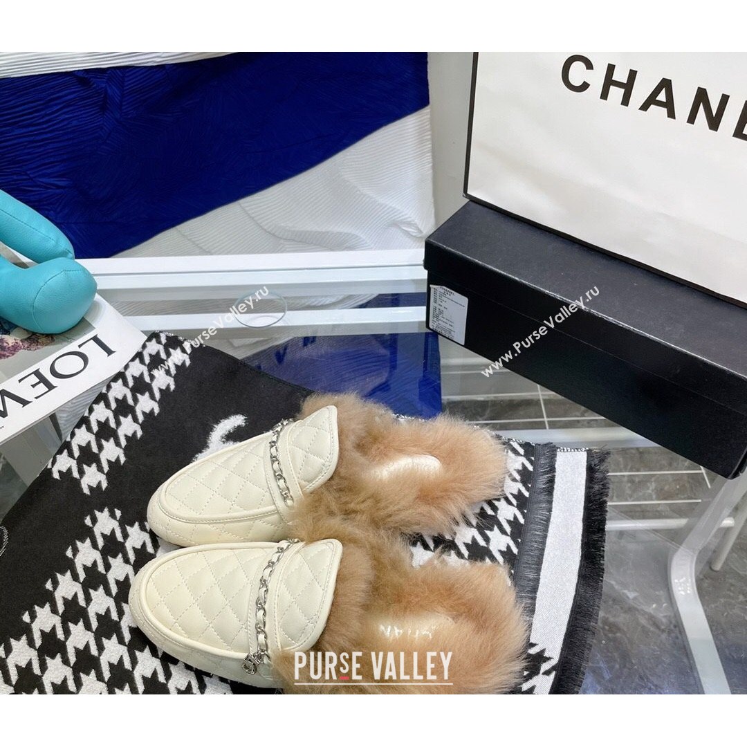 Chanel Lambskin Wool Flat Mules White 2021 (MD-21080909)