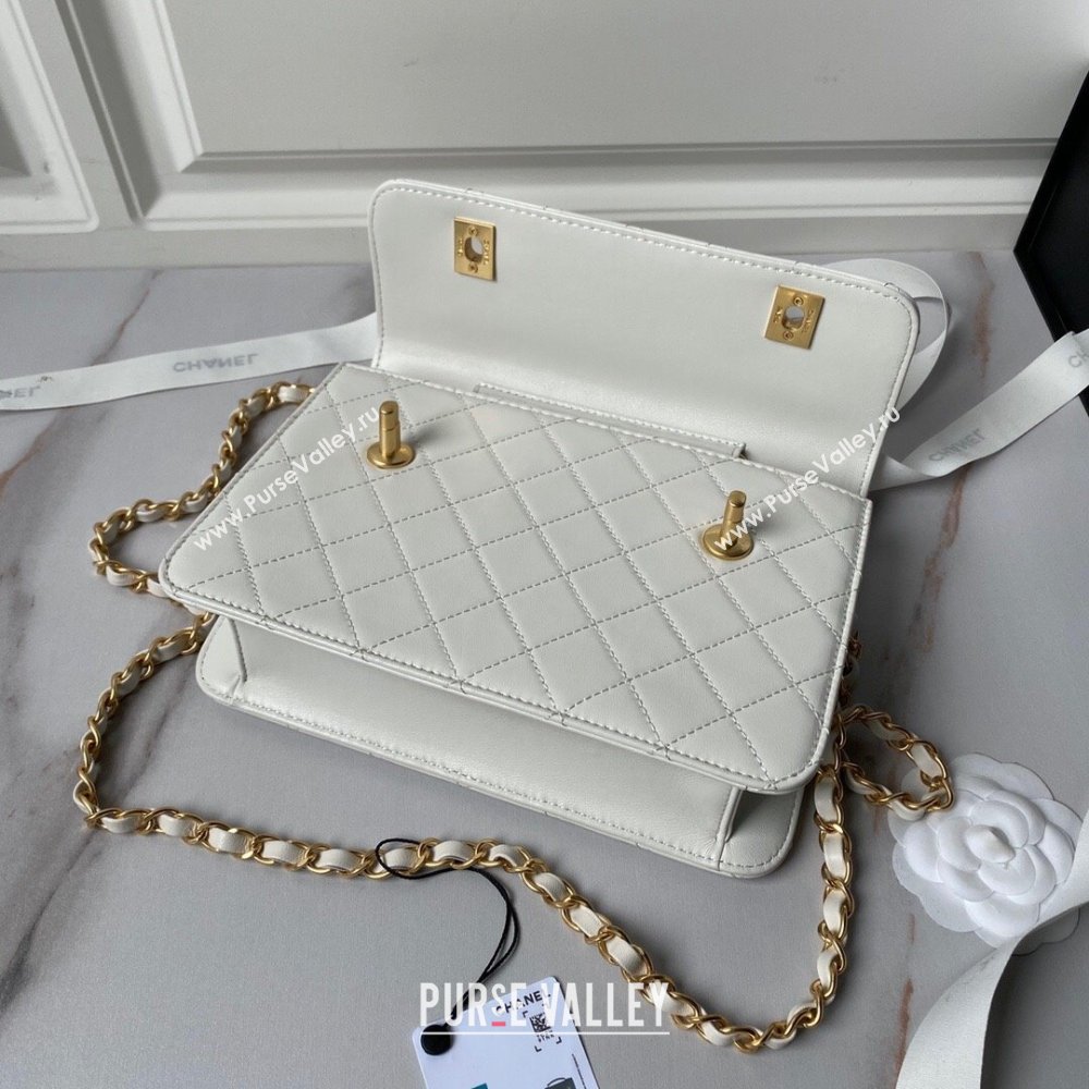 Chanel Leather Flap bag with Top Handle AS6025 White 2024 (YEZI-24052110)