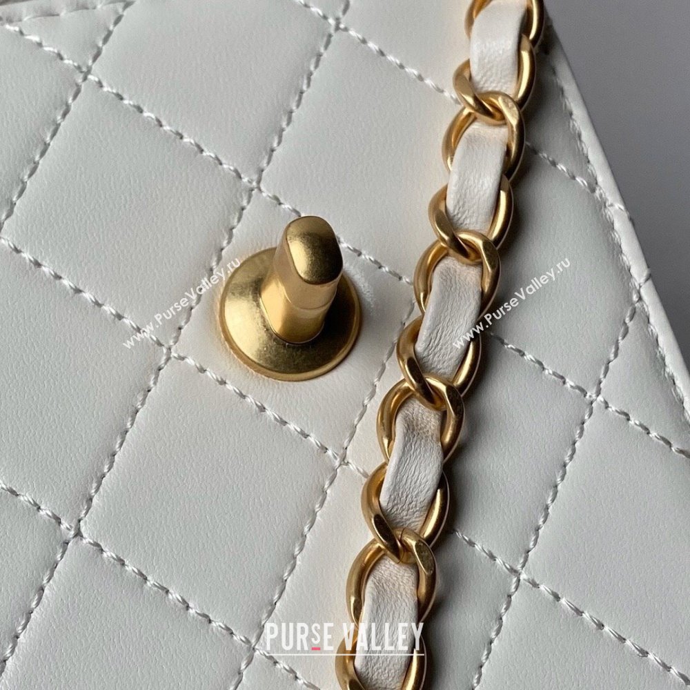 Chanel Leather Flap bag with Top Handle AS6025 White 2024 (YEZI-24052110)