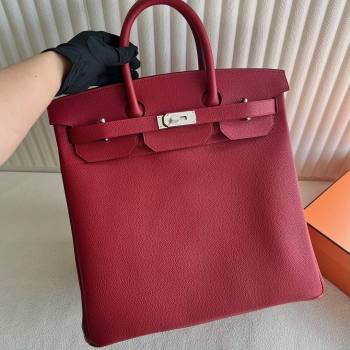 Hermes Hac Birkin 40 Bag in Togo Leather Q5 National Flag Red/Silver 2024 (Handmade) (XX-24102522)