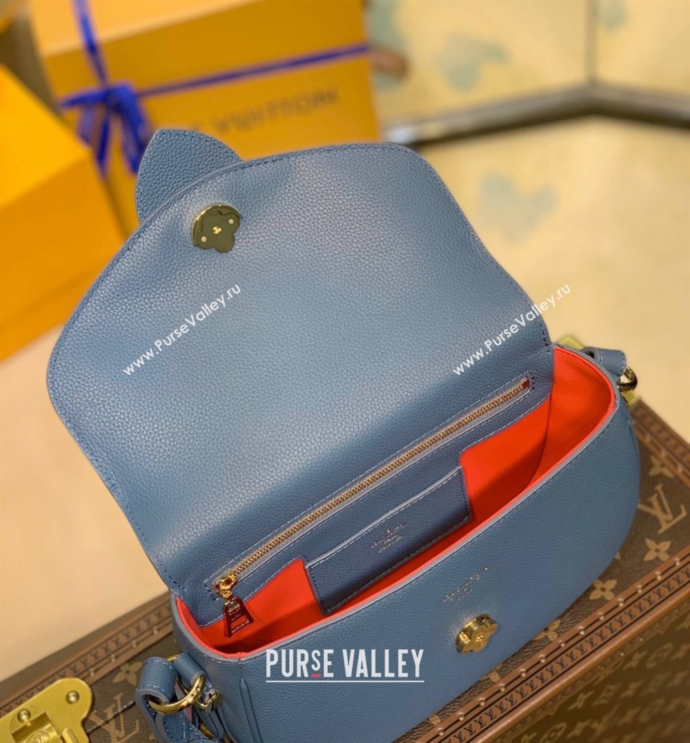 Louis Vuitton LV Pont 9 Soft MM Bag in Grained Calfskin M58967 Blue 2021 (KI-21101413)