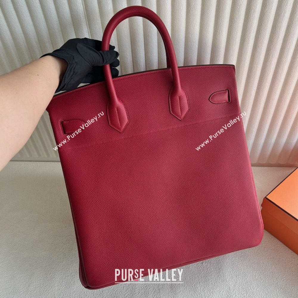 Hermes Hac Birkin 40 Bag in Togo Leather Q5 National Flag Red/Silver 2024 (Handmade) (XX-24102522)