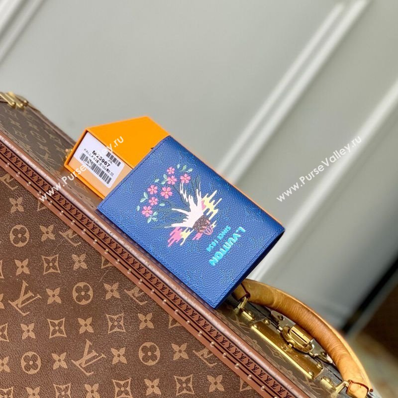Louis Vuitton Passport Cover in Printed Monogram Canvas M25967 Blue 2025 (KI-2508110014)