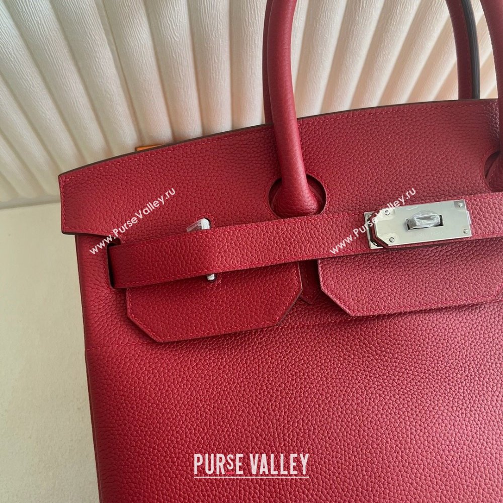 Hermes Hac Birkin 40 Bag in Togo Leather Q5 National Flag Red/Silver 2024 (Handmade) (XX-24102522)