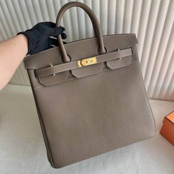 Hermes Hac Birkin 40 Bag in Togo Leather Etoupe/Gold 2024 (Handmade) (XX-24102523)