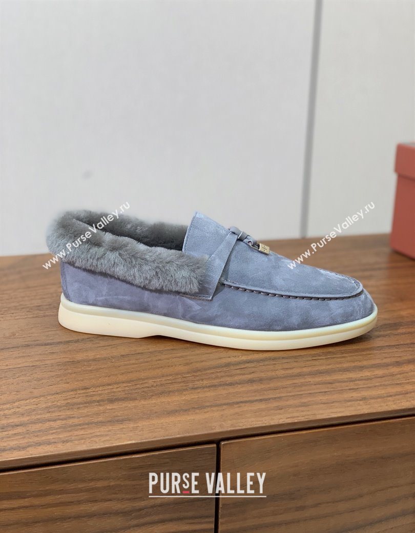 Loro Piana Summer Charms Walk Loafers in Suede and Wool Dark Grey 2025 LP121101 (HH-251211010)