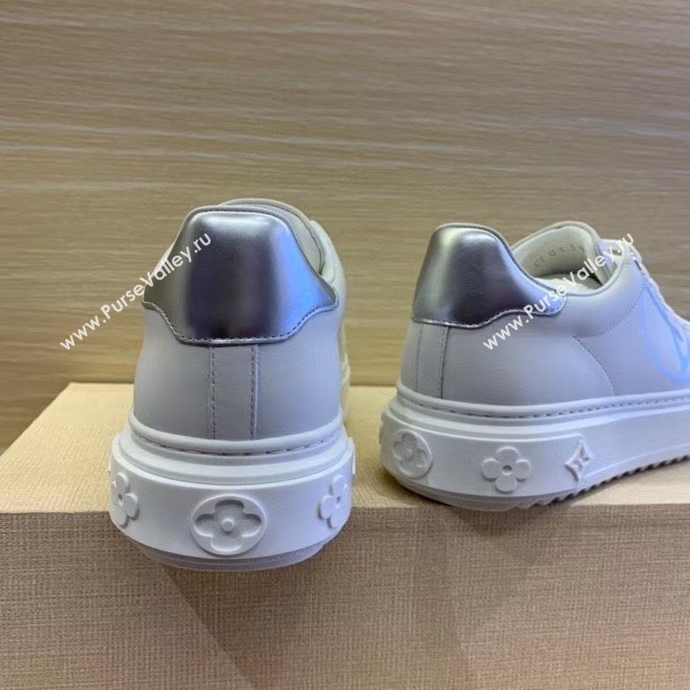 Louis Vuitton Time Out LV Circle Leather Sneakers 1A8NI1 Silver/White 2020 (MD-20122183)