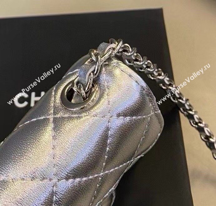 Chanel Metallic Calfskin Chain Mini Waist Bag Silver 2025 0618 (99-250618008)