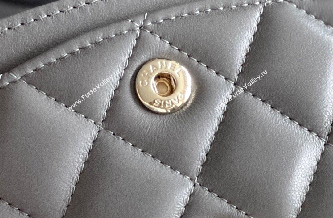 Chanel Quilted Lambskin Small Classic Flap Bag A01116 Grey/Light Gold 2024 Original Quality (MHE-24090401)