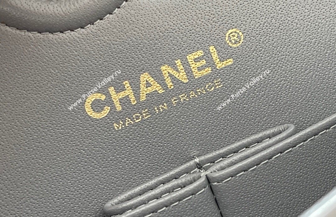 Chanel Quilted Lambskin Small Classic Flap Bag A01116 Grey/Light Gold 2024 Original Quality (MHE-24090401)