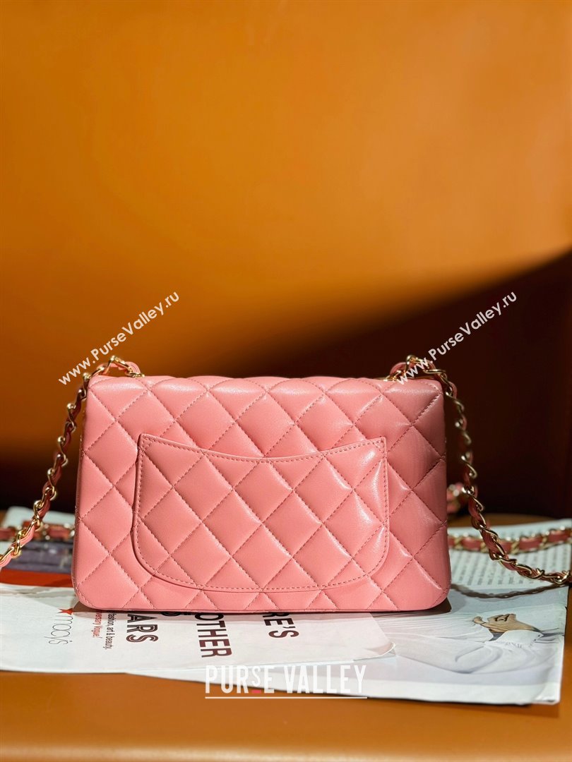 Chanel Lambskin Classic 11.12 Mini Handbag with Charm A01116 Pink 2024 (JY-24052113)