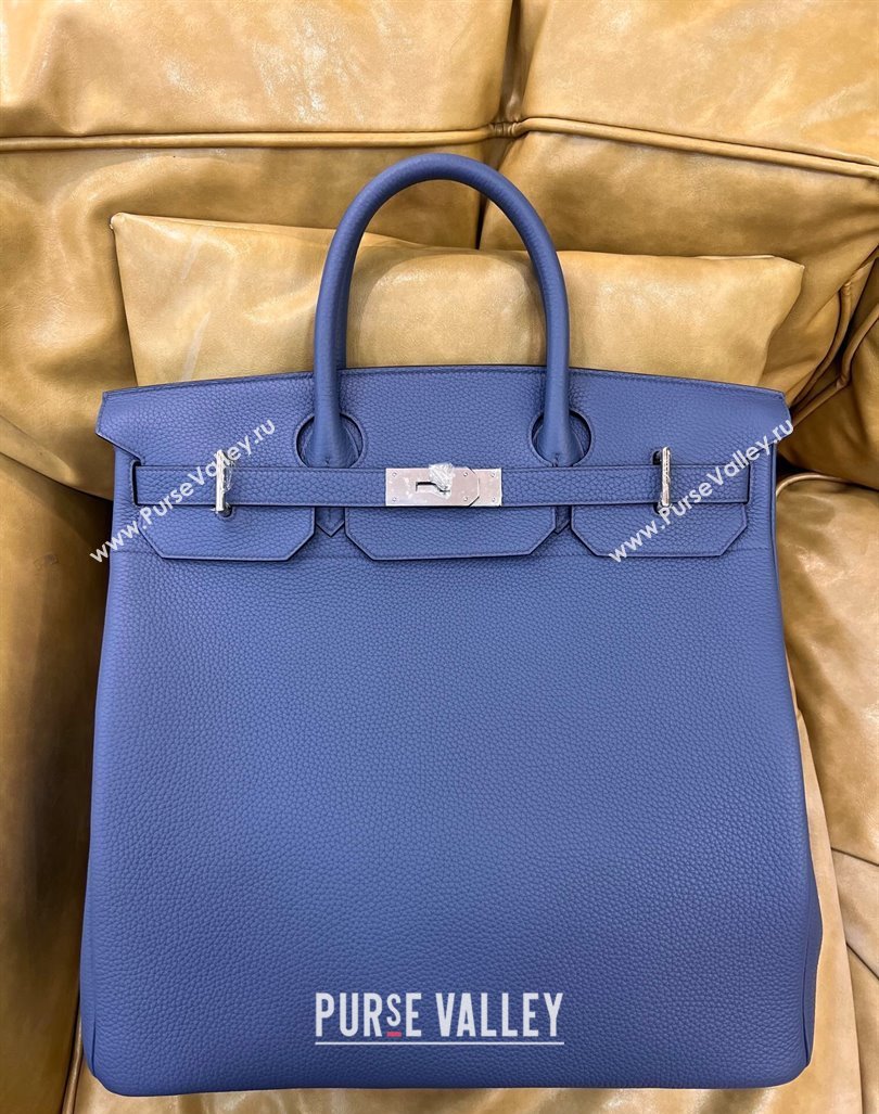 Hermes Hac Birkin 40 Bag in Togo Leather Blue/Silver 2024 (Handmade) (XX-24102524)