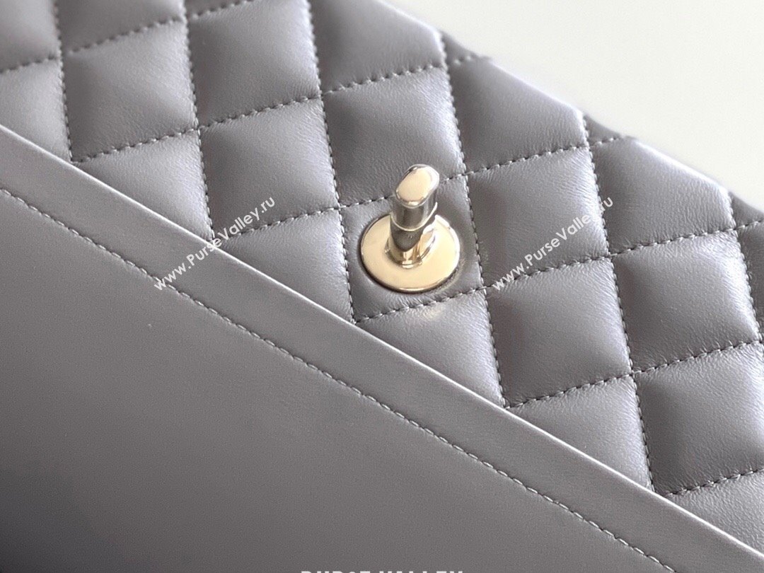 Chanel Quilted Lambskin Small Classic Flap Bag A01116 Grey/Light Gold 2024 Original Quality (MHE-24090401)