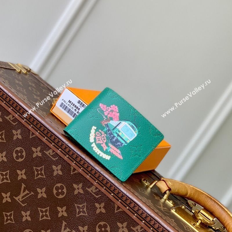 Louis Vuitton Slender Wallet in Printed Monogram Canvas M25986 Green 2025 (KI-2508110017)