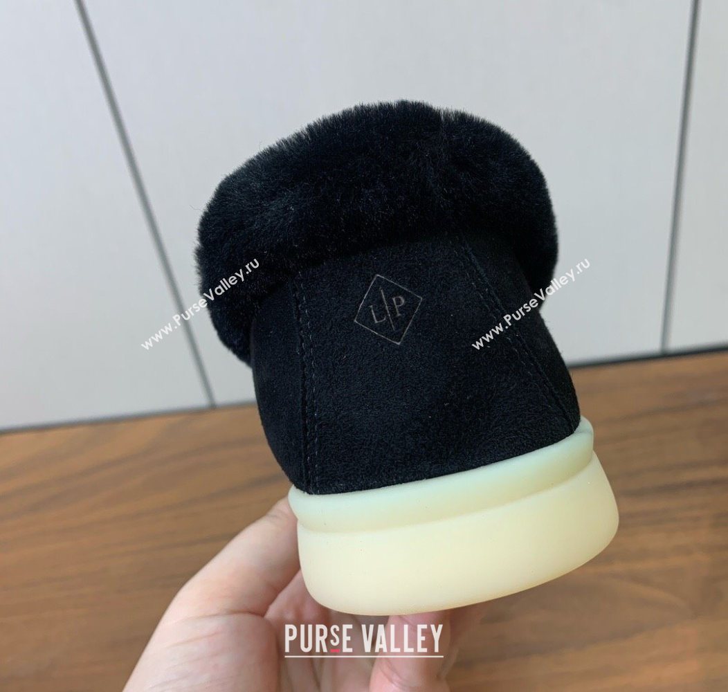 Loro Piana Summer Charms Walk Loafers in Suede and Wool Black 2025 LP121101 (HH-251211011)