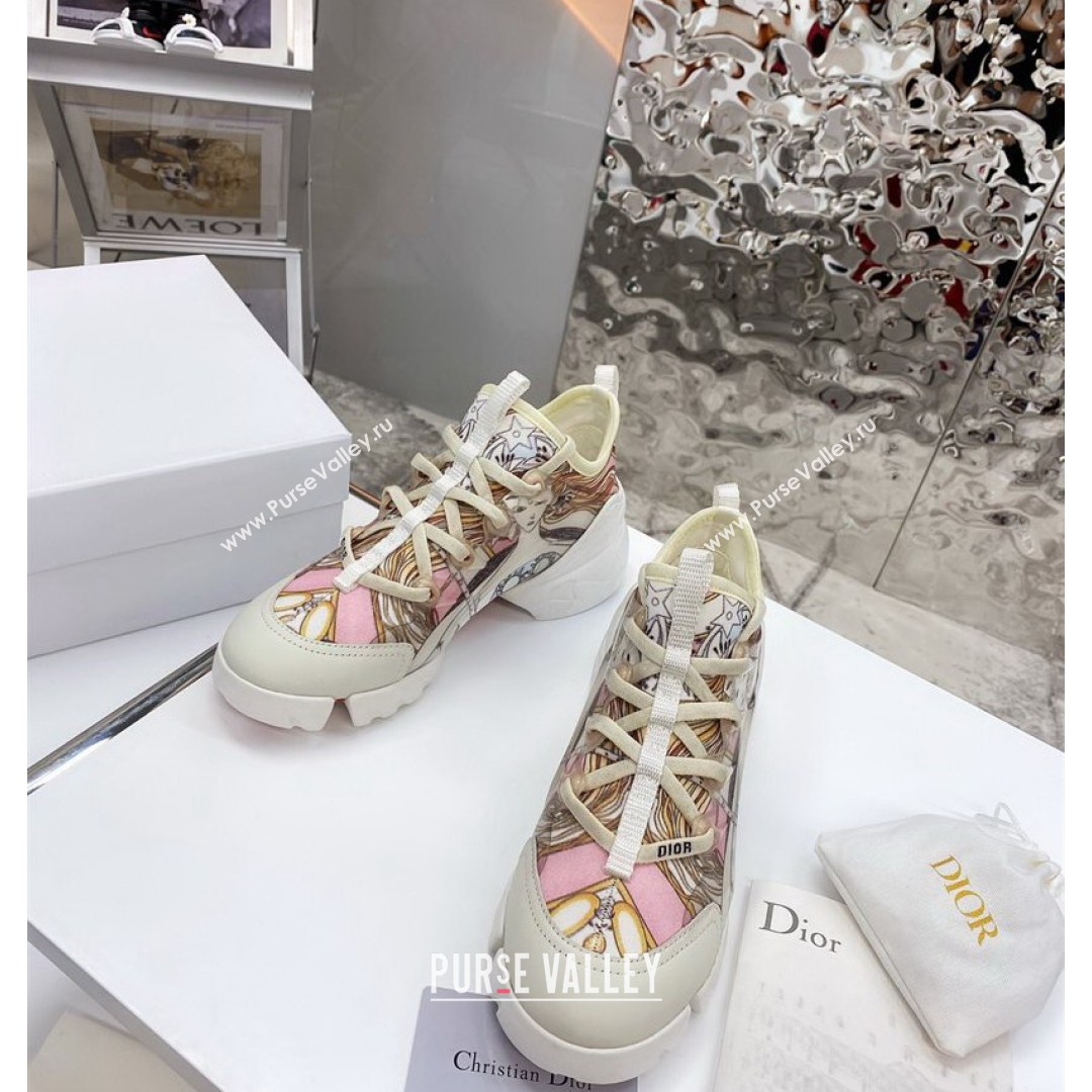 Dior D-Connect Sneaker in Printed Technical Fabric DS37 Pink 2021 (KW-210817071)