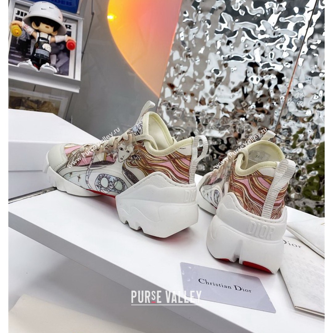 Dior D-Connect Sneaker in Printed Technical Fabric DS37 Pink 2021 (KW-210817071)