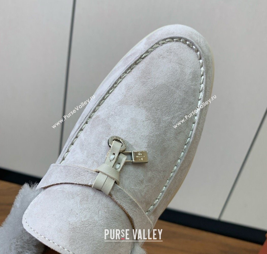 Loro Piana Summer Charms Walk Loafers in Suede and Wool Light Grey 2025 LP121101 (HH-251211012)