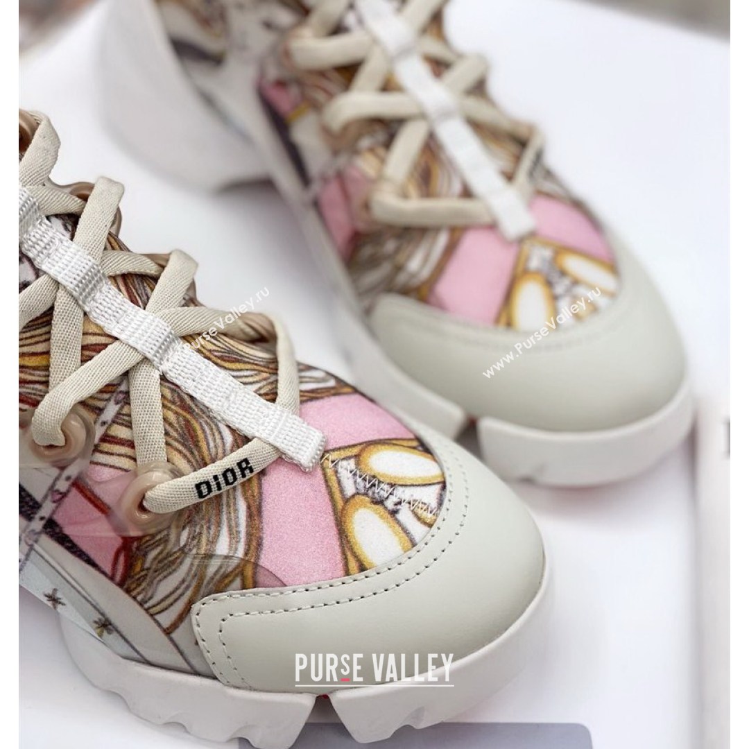 Dior D-Connect Sneaker in Printed Technical Fabric DS37 Pink 2021 (KW-210817071)