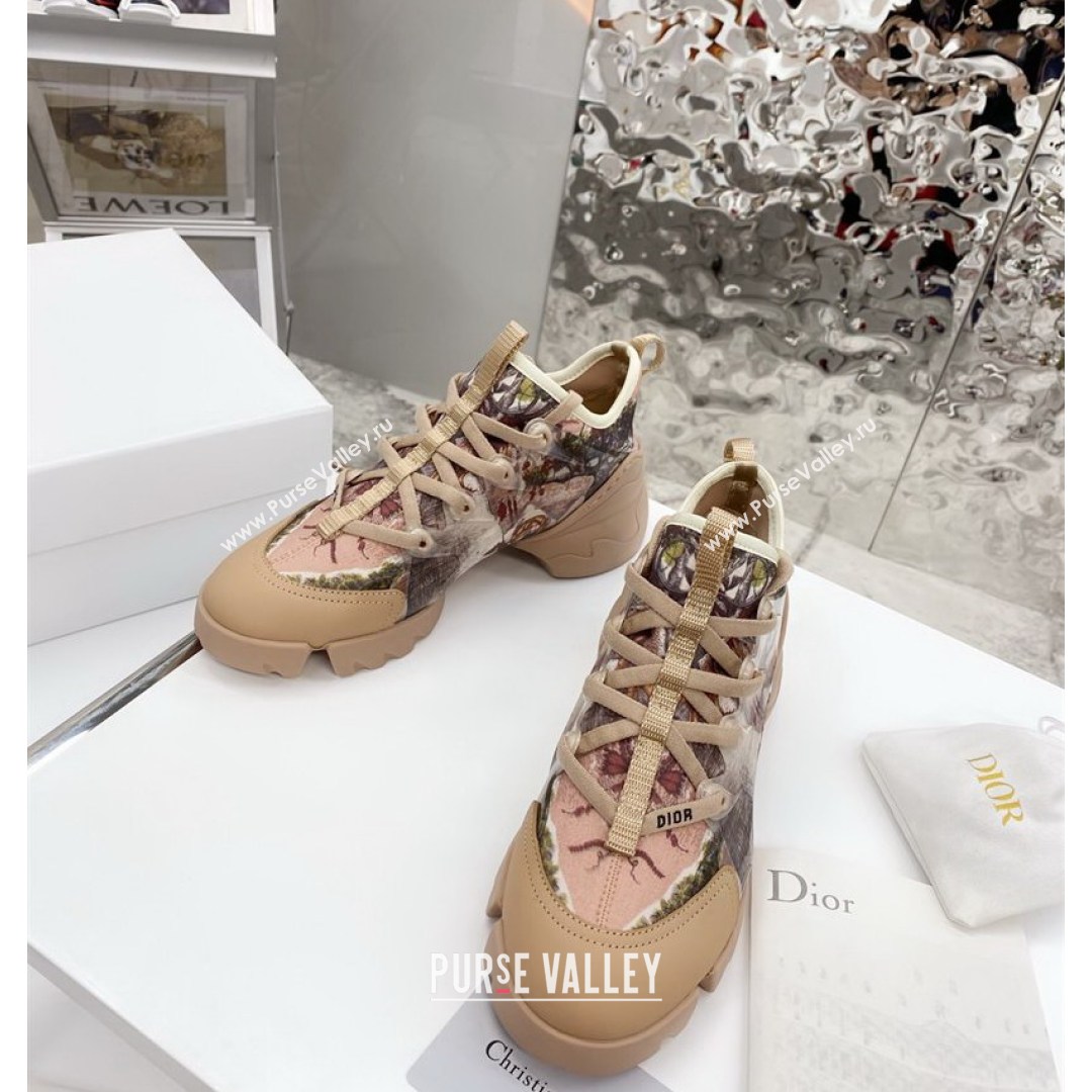 Dior D-Connect Sneaker in Printed Technical Fabric DS36 Apricot 2021 (KW-210817070)