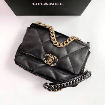 Chanel 19 Shiny Lambskin Small Flap Bag AS1160 Black/Gold 2025 (YD-250813046)