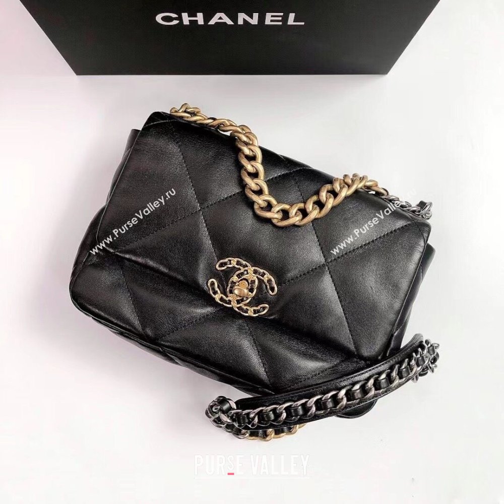 Chanel 19 Shiny Lambskin Small Flap Bag AS1160 Black/Gold 2025 (YD-250813046)