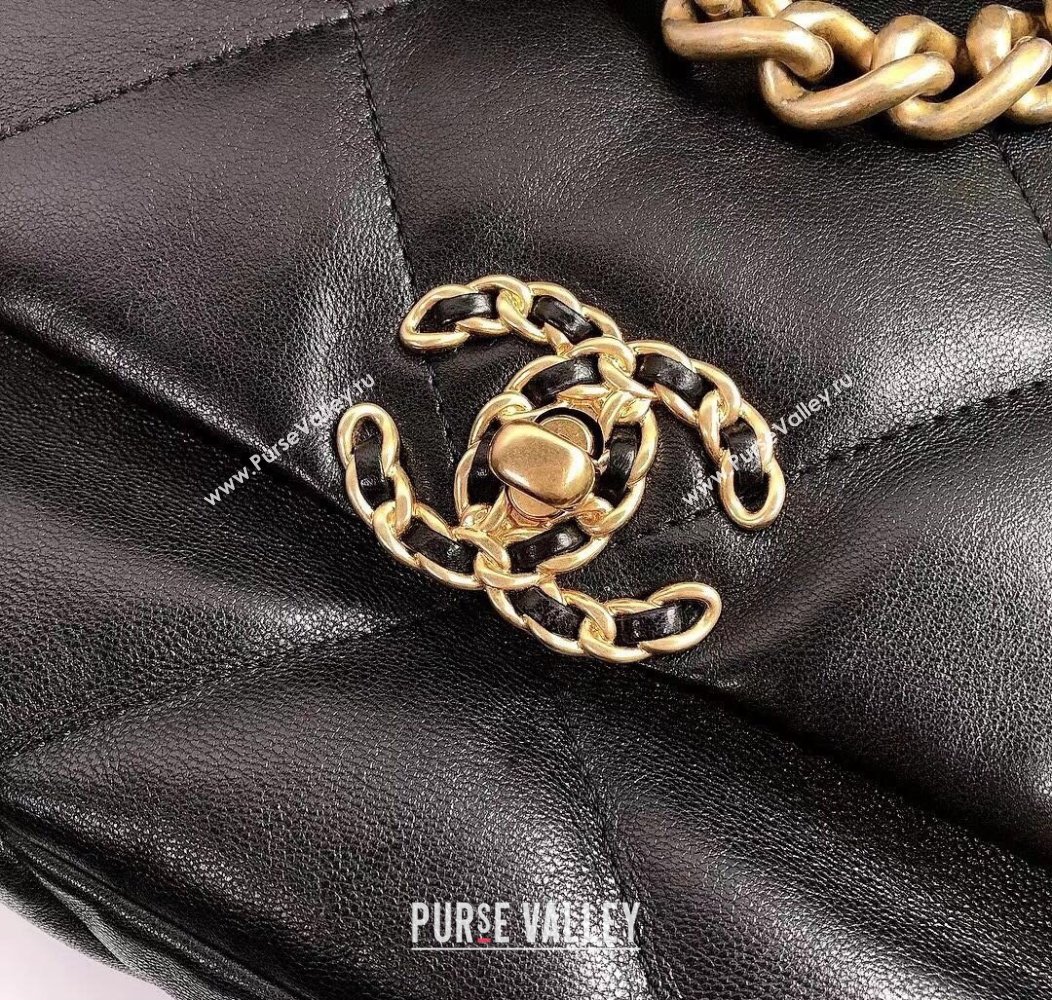Chanel 19 Shiny Lambskin Small Flap Bag AS1160 Black/Gold 2025 (YD-250813046)