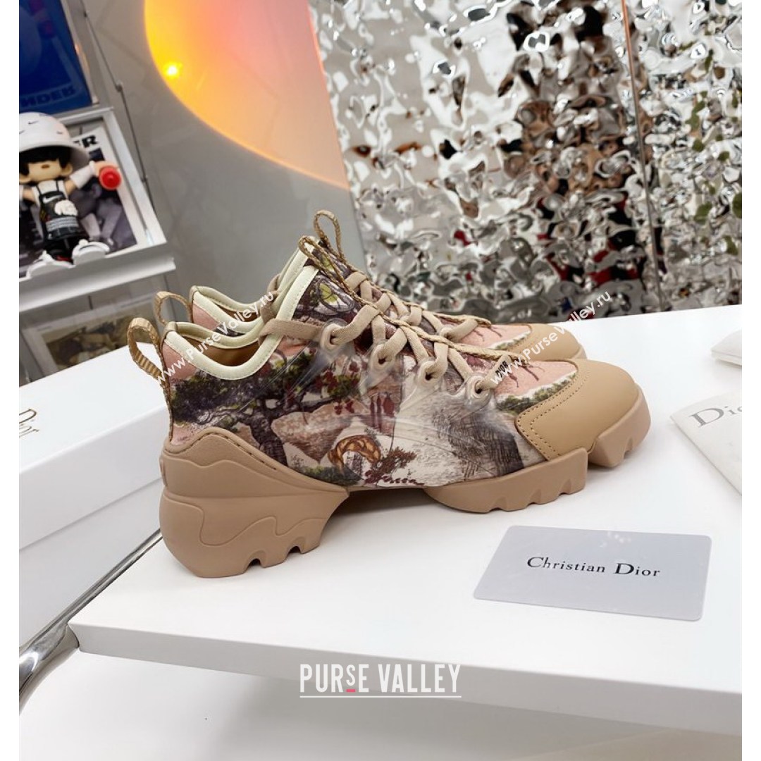 Dior D-Connect Sneaker in Printed Technical Fabric DS36 Apricot 2021 (KW-210817070)