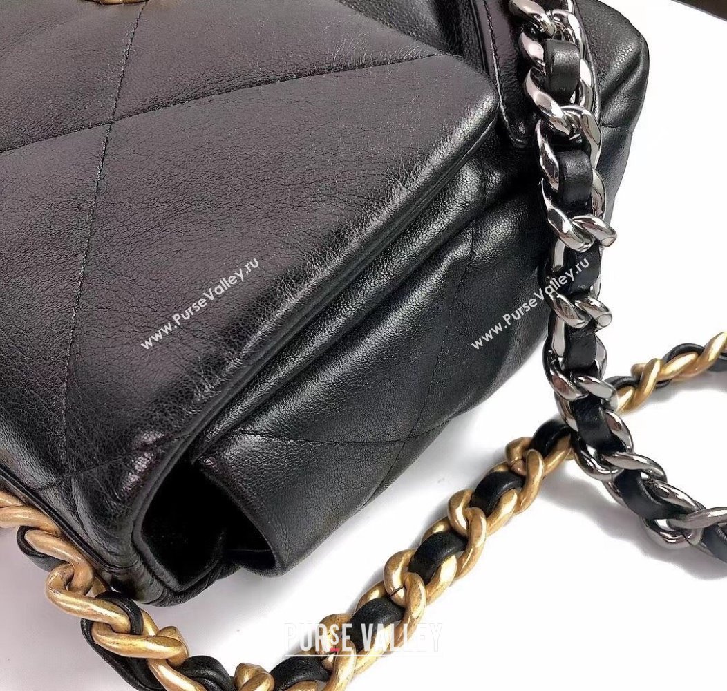 Chanel 19 Shiny Lambskin Small Flap Bag AS1160 Black/Gold 2025 (YD-250813046)