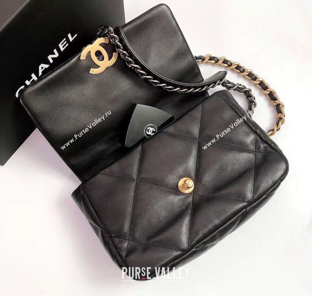 Chanel 19 Shiny Lambskin Small Flap Bag AS1160 Black/Gold 2025 (YD-250813046)