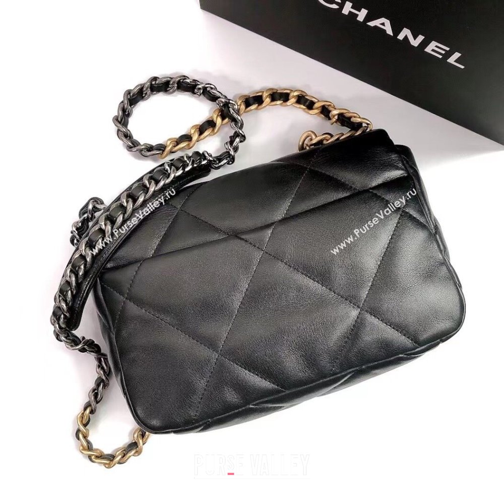 Chanel 19 Shiny Lambskin Small Flap Bag AS1160 Black/Gold 2025 (YD-250813046)