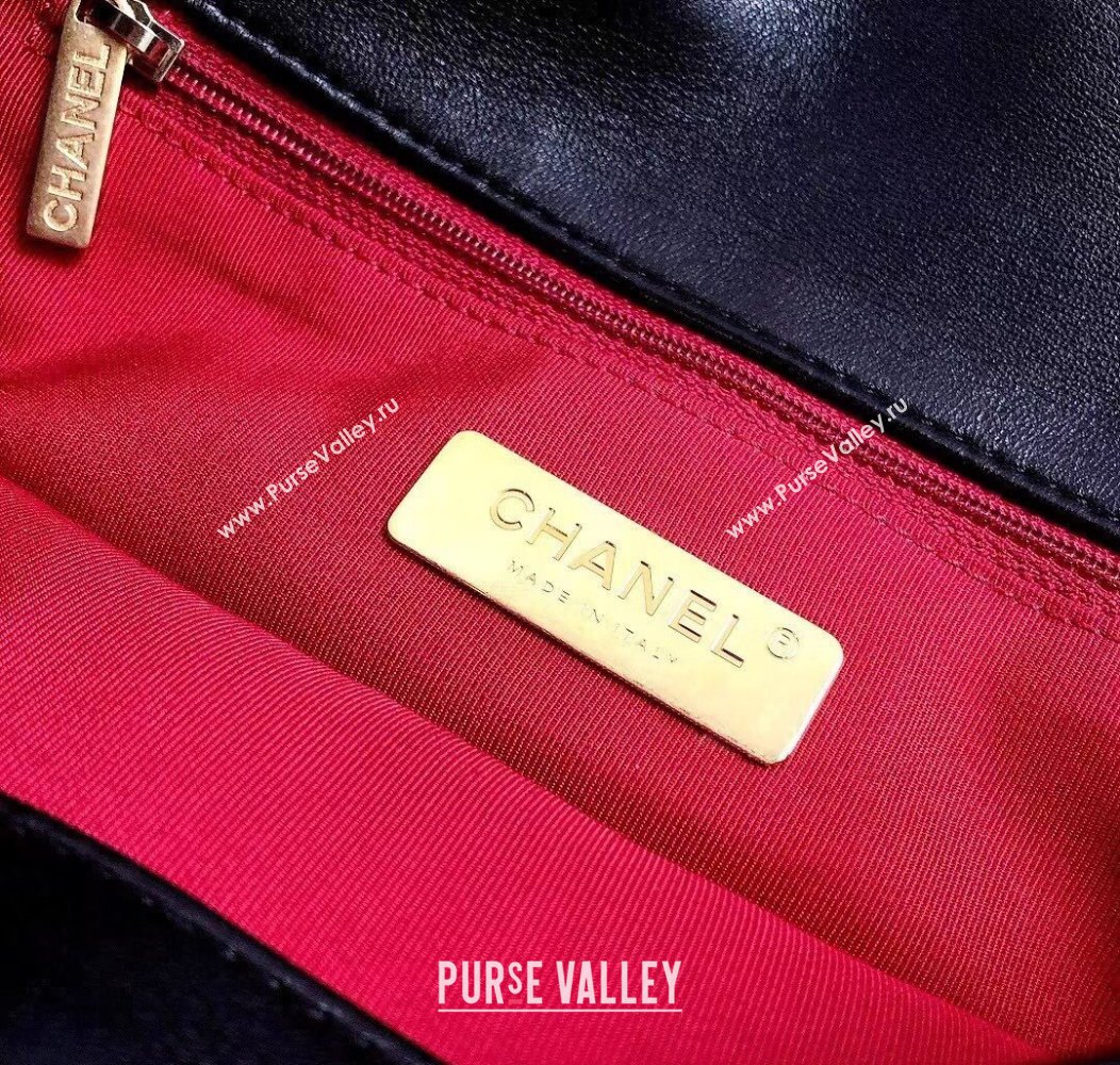 Chanel 19 Shiny Lambskin Small Flap Bag AS1160 Black/Gold 2025 (YD-250813046)