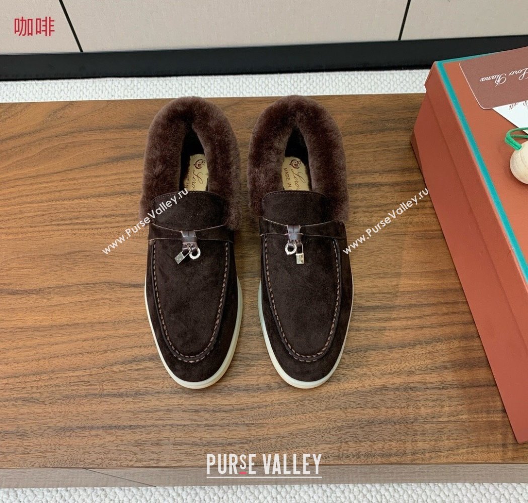 Loro Piana Summer Charms Walk Loafers in Suede and Wool Coffee Brown 2025 LP121101 (HH-251211014)