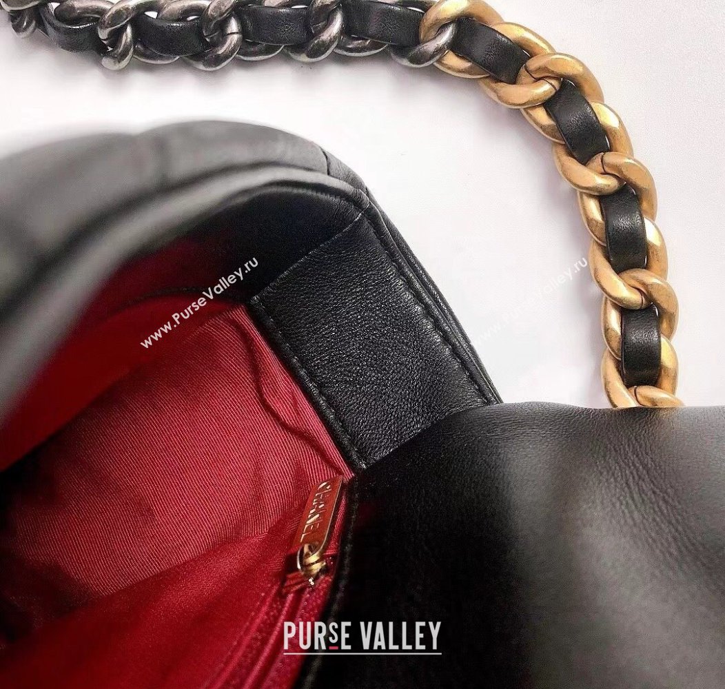 Chanel 19 Shiny Lambskin Small Flap Bag AS1160 Black/Gold 2025 (YD-250813046)