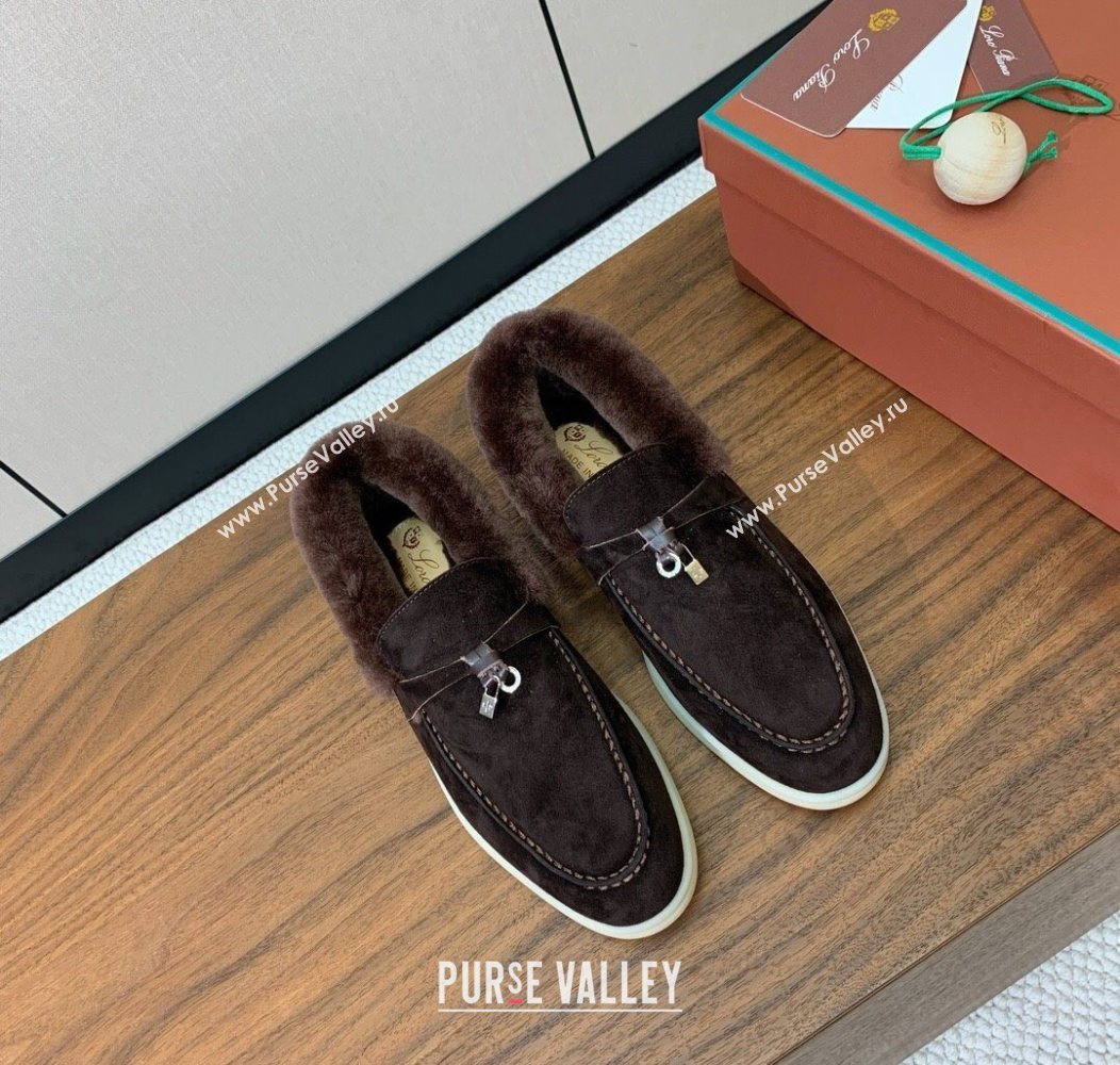Loro Piana Summer Charms Walk Loafers in Suede and Wool Coffee Brown 2025 LP121101 (HH-251211014)