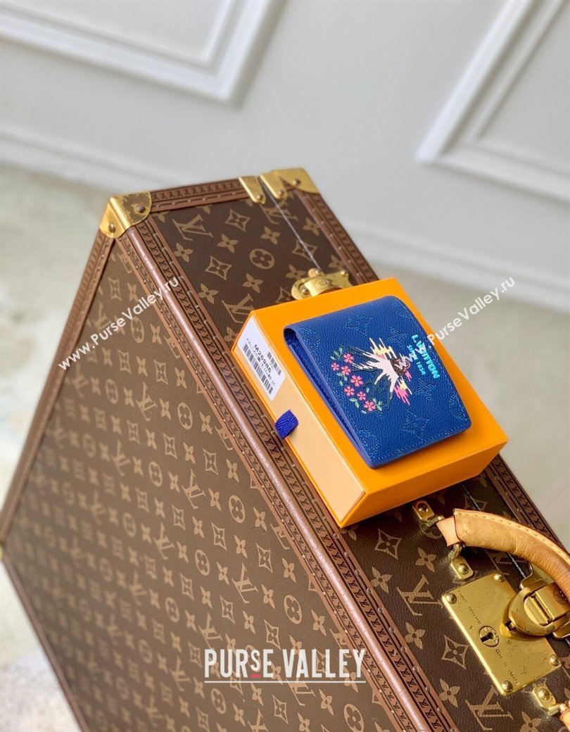 Louis Vuitton Slender Wallet in Printed Monogram Canvas M15326 Blue 2025 (KI-2508110019)