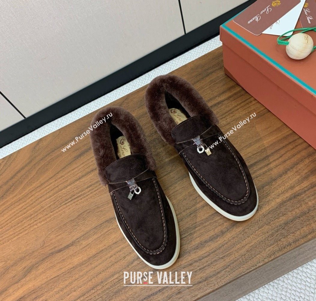 Loro Piana Summer Charms Walk Loafers in Suede and Wool Coffee Brown 2025 LP121101 (HH-251211014)
