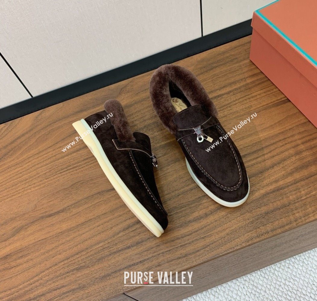 Loro Piana Summer Charms Walk Loafers in Suede and Wool Coffee Brown 2025 LP121101 (HH-251211014)