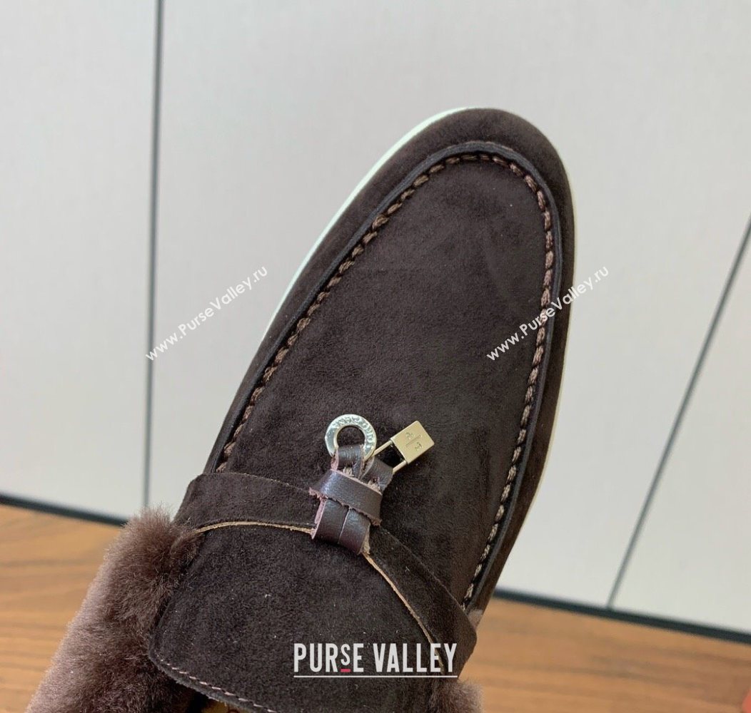 Loro Piana Summer Charms Walk Loafers in Suede and Wool Coffee Brown 2025 LP121101 (HH-251211014)