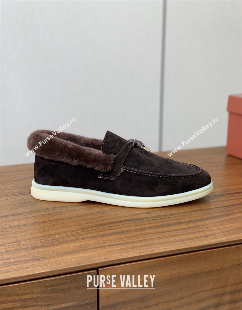 Loro Piana Summer Charms Walk Loafers in Suede and Wool Coffee Brown 2025 LP121101 (HH-251211014)
