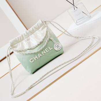 Chanel 22 Mini Shopping Bag in Patent Gradient Calfskin Lacquered Metal AS3980 Green 2024 (YEZI-24052120)
