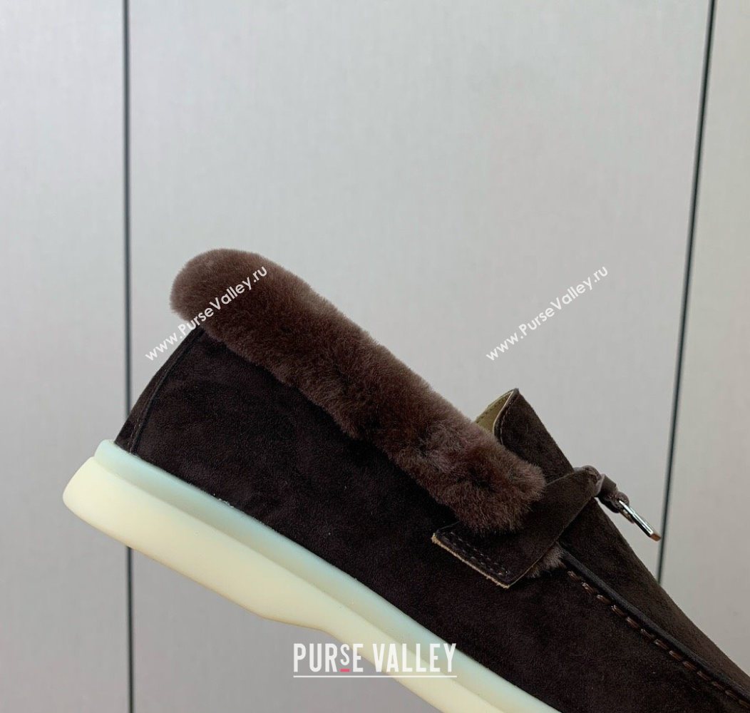 Loro Piana Summer Charms Walk Loafers in Suede and Wool Coffee Brown 2025 LP121101 (HH-251211014)