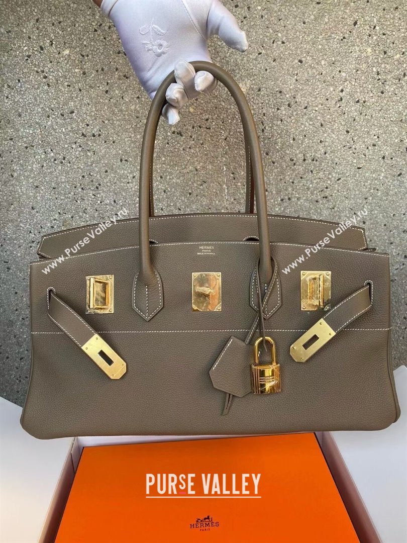 Hermes Shoulder Birkin 42 JPG Bag in Togo Leather Etoupe/Gold 2024（Handmade） (XX-241030003)