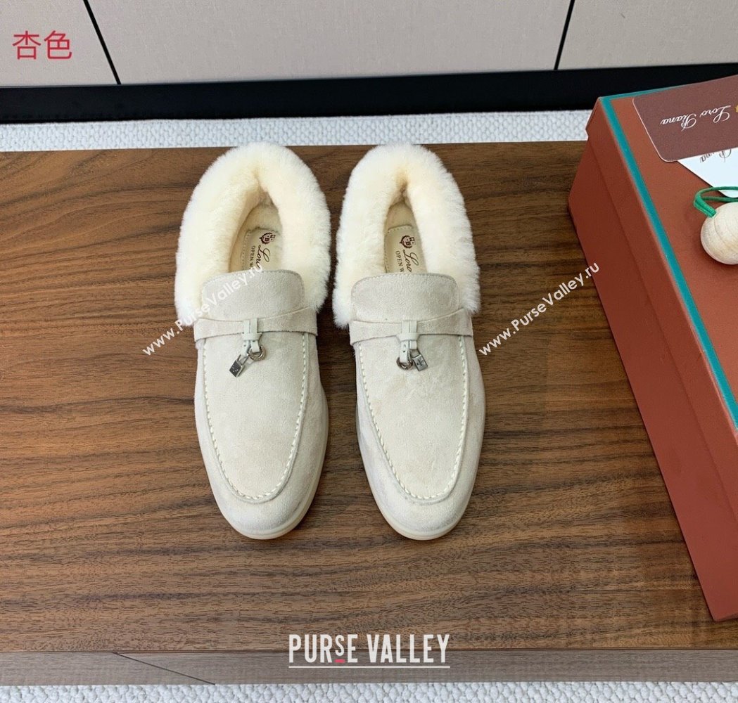 Loro Piana Summer Charms Walk Loafers in Suede and Wool Light Apricot 2025 LP121101 (HH-251211015)