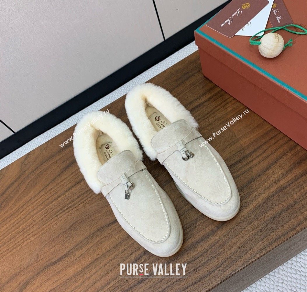 Loro Piana Summer Charms Walk Loafers in Suede and Wool Light Apricot 2025 LP121101 (HH-251211015)